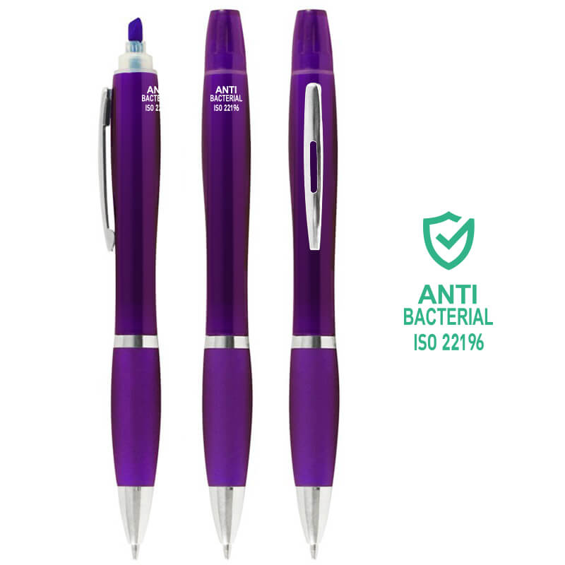 Boligrafo Plástico Antibacterial Destacador