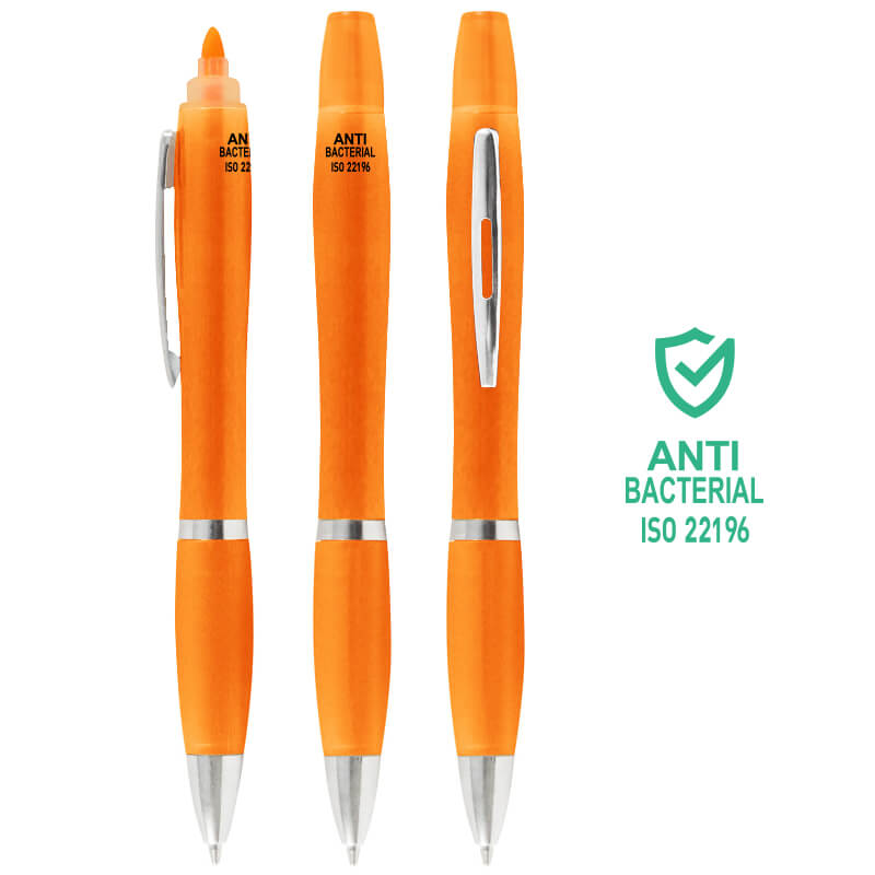 Boligrafo Plástico Antibacterial Destacador