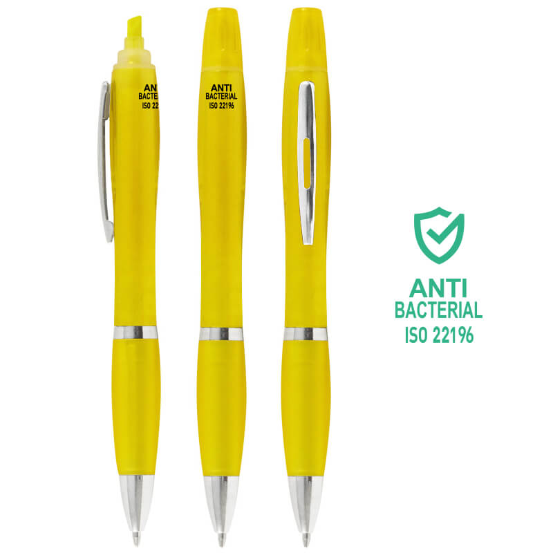 Boligrafo Plástico Antibacterial Destacador