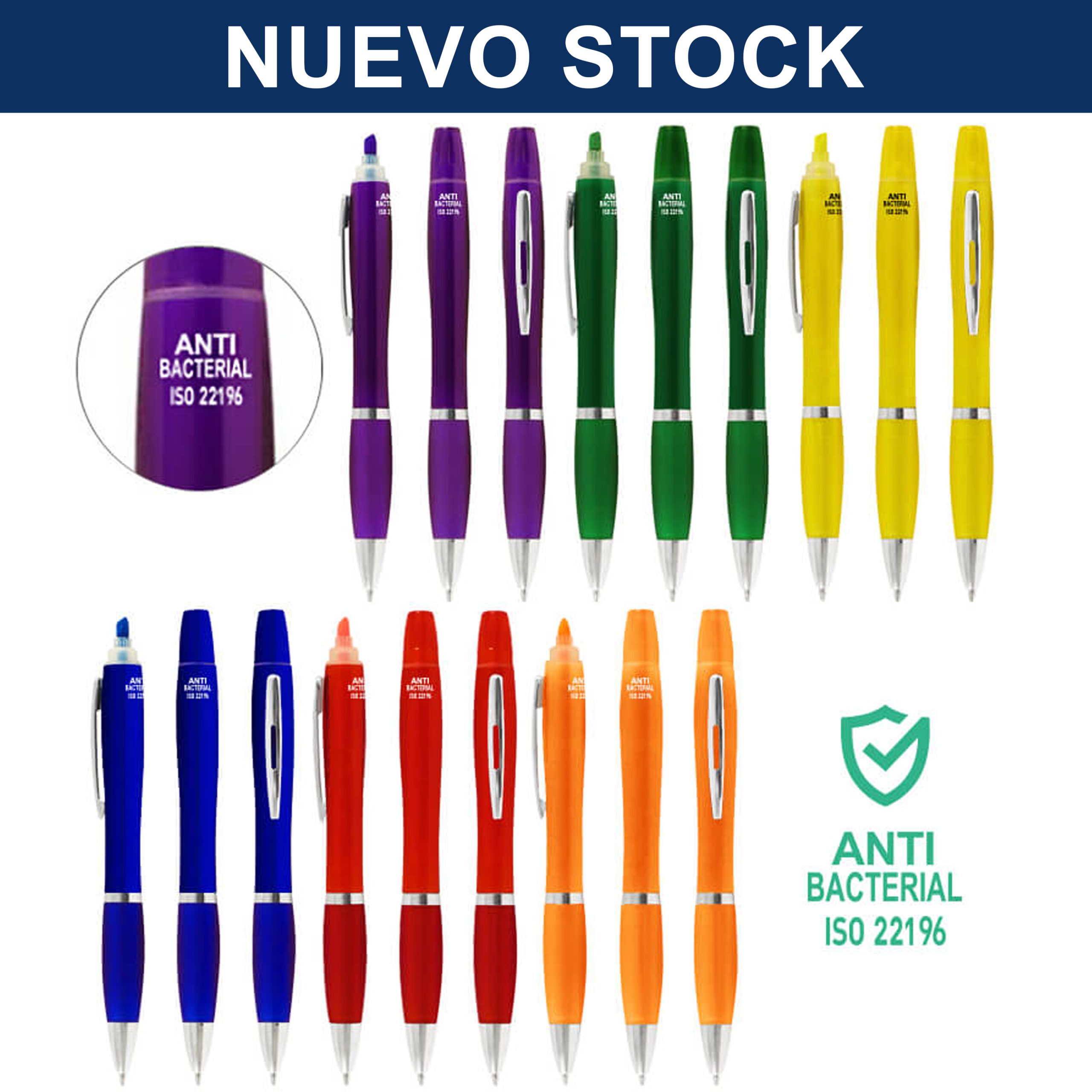 Boligrafo Plástico Antibacterial Destacador